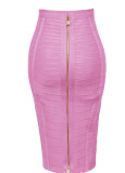 Bandage Skirt Striped Zipper Sexy High Waist Bodycon Skirt