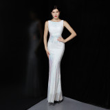 Elegant Sleeeveless long sequins Plus Size Formal Party Evening Dress