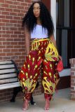 Women's Pants Print Wide-Leg Pants belted Casual Pants