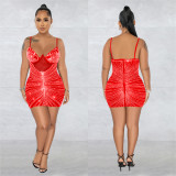 Women's Fashion Beaded Mesh straps Sleeveless club Dress