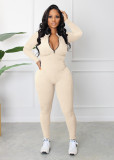 Women Fall Zip Long Sleeve Sports Jumpsuit