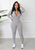 Women Fall Zip Long Sleeve Sports Jumpsuit