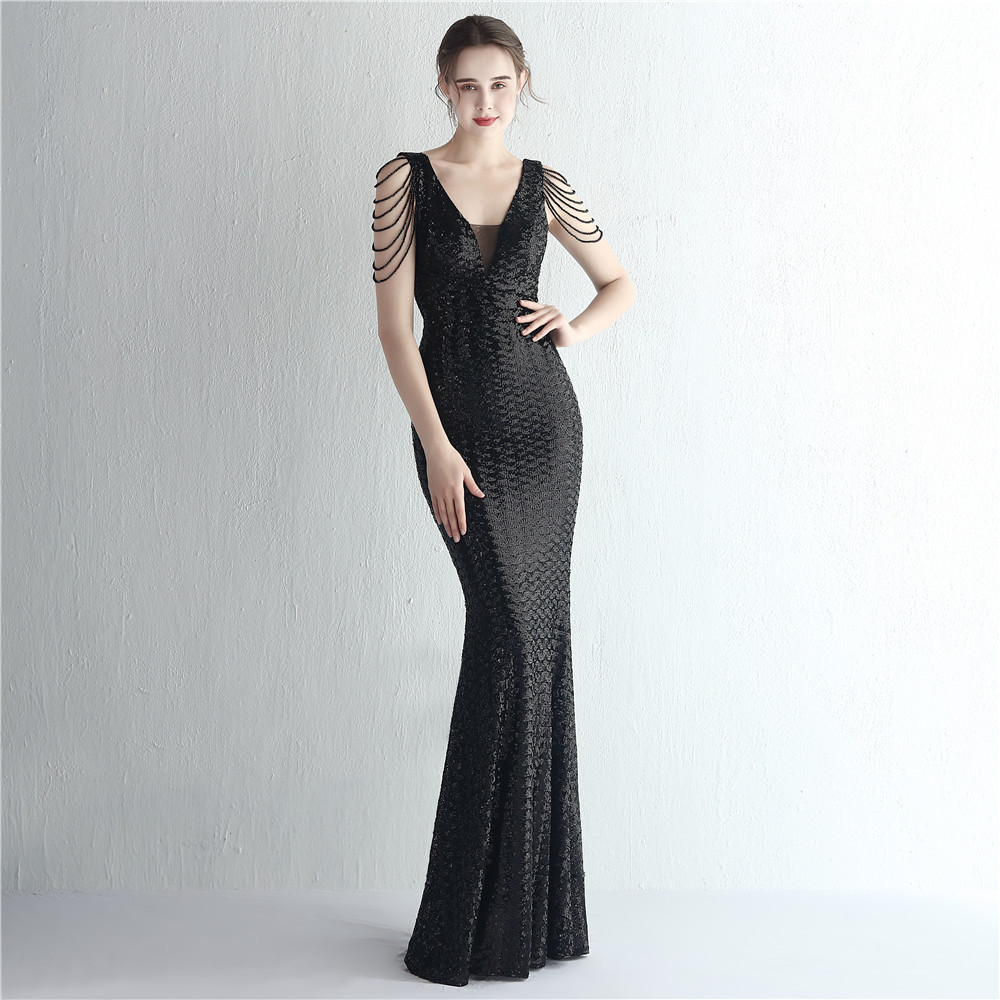Plus Size Women Plus Size Sequins Formal Party Maxi Evening Dress