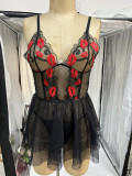 Women black mesh See-Through camisole nightdress sexy lingerie
