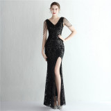 Plus Size Women Plus Size Sequins Formal Party Maxi Evening Dress