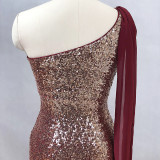 Women Gradient Sequins Formal Party Maxi Mermaid Evening Dress
