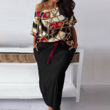 Plus Size Women Printed Two-Piece Set