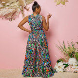 Women Printed Wide Leg Jumpsuit