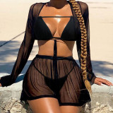 Women mesh sexy bikini beachwear four-piece set