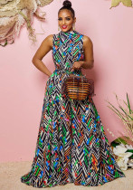 Women Printed Wide Leg Jumpsuit Women Printed Wide Leg Jumpsuit