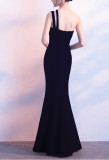 Women One Shoulder Cutout Formal Party Maxi Mermaid Evening Dress