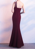 Women One Shoulder Cutout Formal Party Maxi Mermaid Evening Dress