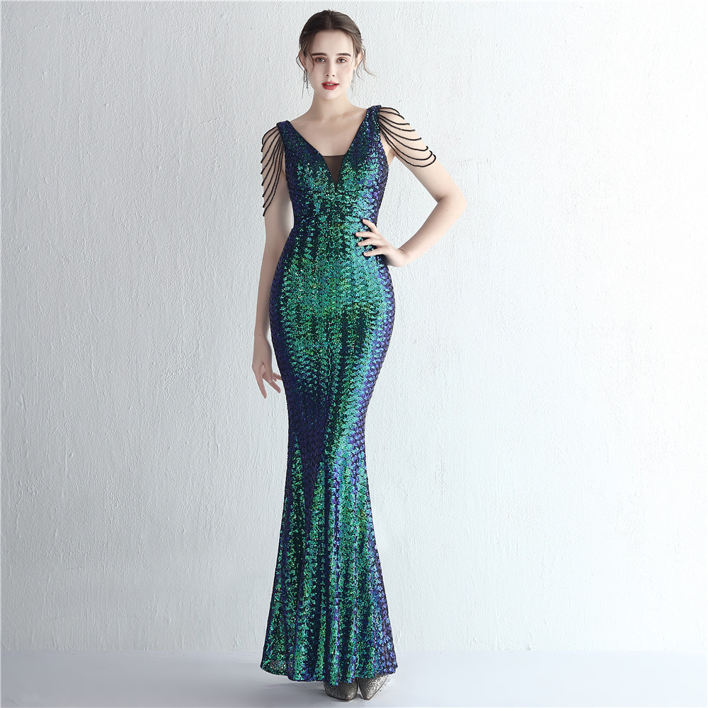 Plus Size Women Plus Size Sequins Formal Party Maxi Evening Dress