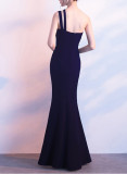 Women One Shoulder Cutout Formal Party Maxi Mermaid Evening Dress