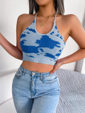 Women Casual Cow Print Knitting Camisole Crop Top