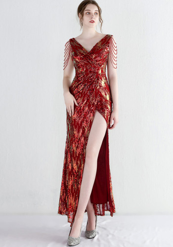 Plus Size Women Plus Size Sequins Formal Party Maxi Evening Dress