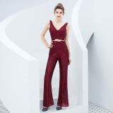 Women Sequins Performing Ballroom Ballroom Latin Dance Jumpsuit