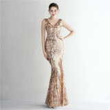 Plus Size Women Plus Size Sequins Formal Party Maxi Evening Dress