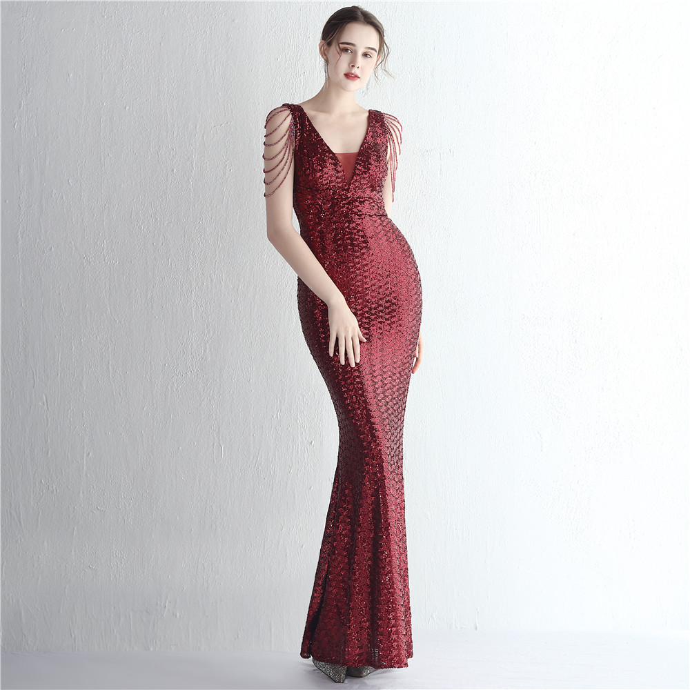 Plus Size Women Plus Size Sequins Formal Party Maxi Evening Dress