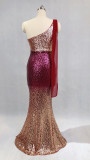 Women Gradient Sequins Formal Party Maxi Mermaid Evening Dress