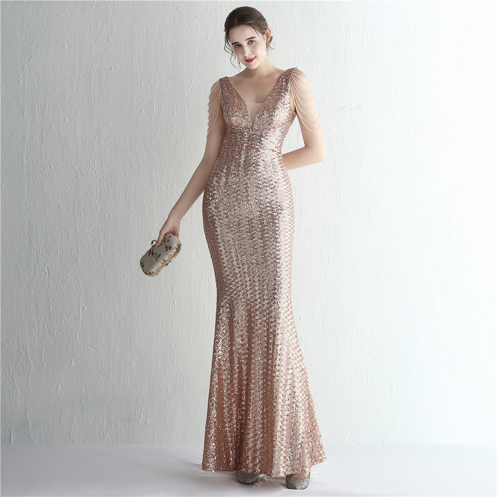 Plus Size Women Plus Size Sequins Formal Party Maxi Evening Dress