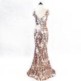 Plus Size Women Plus Size Sequins Formal Party Maxi Evening Dress