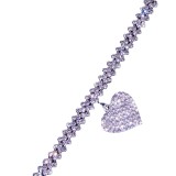 Women Fashion Rhinestone Heart Fully-jewelled Pendant Anklet Ankle Chain