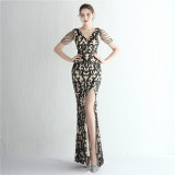 Plus Size Women Plus Size Sequins Formal Party Maxi Evening Dress