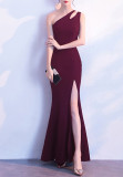 Women One Shoulder Cutout Formal Party Maxi Mermaid Evening Dress