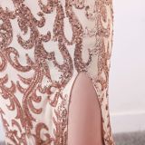 Mesh Embroidered Sequins Long Slim Mermaid Dress Women Formal Fashion Party Dress