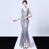 Evening dress female v-neck sexy night show party dress dinner dress