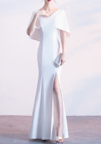 women's elegant Formal Party black evening dress v-neck Slim Fit fishtail dress