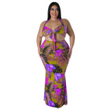 Spring Print Halter Neck Tie Dress Set