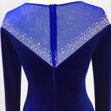 velvet Formal Party Evening Dress Winter Long Sleeve Corporate Annual Meeting Long Fishtail Party Dress