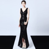 Evening dress female v-neck sexy night show party dress dinner dress