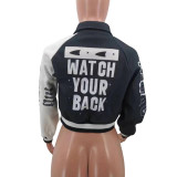 Women'S Fashion Casual Print Baseball Jacket