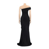 Women's Dress Evening Gown Off Shoulder Slit Sexy Maxi Dress