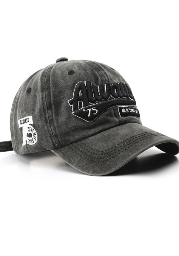 Washed Letter Embroidered Peaked Cap Trendy Men'S Style Street Women'S Sunshade Baseball Hat