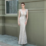 Sequin Fishtail Long Dress Elegant Formal Party Evening Dress