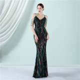 Plus Size Women Sequined Formal Party Maxi Evening Dress