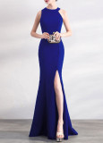 Women Elegant Halter Neck Slim Formal Party Maxi Mermaid Evening Dress