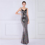 Plus Size Women Sequined Formal Party Maxi Evening Dress