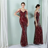 Plus Size Women Sequined Formal Party Maxi Evening Dress