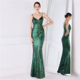 Plus Size Women Sequined Formal Party Maxi Evening Dress