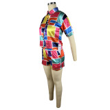 Women'S Clothes Printed Short Sleeve Shirt Shorts Set Two Piece Set