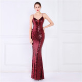 Plus Size Women Sequined Formal Party Maxi Evening Dress