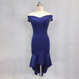 Women Elegant Maxi Off Shoulder Mermaid Evening Dress