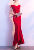 Women Elegant Maxi Off Shoulder Mermaid Evening Dress