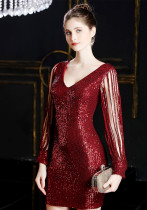 Women Elegant Elegant Sequin Formal Party Mini Evening Dress
