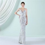 Plus Size Women Sequined Formal Party Maxi Evening Dress